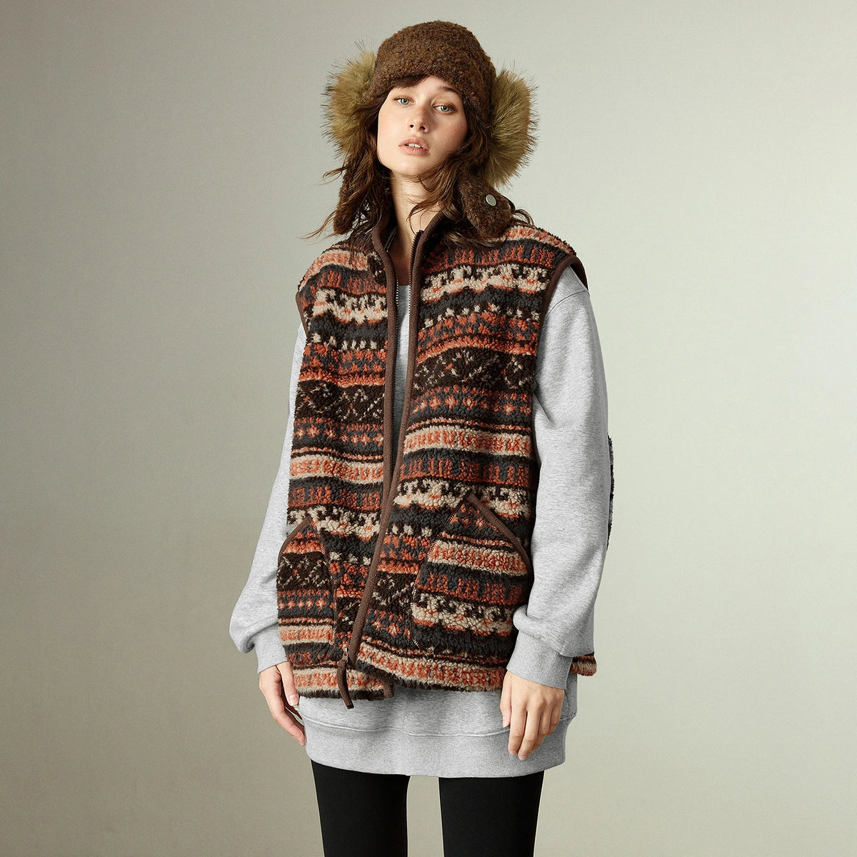 VILZSTUDIOS Nordic Style Shearling Fleece Vest