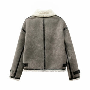 VILZSTUDIOS Warm Winter Fur Strap Fleece Jacket