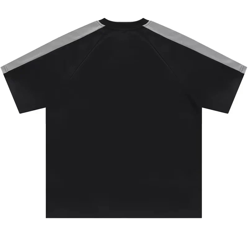 VILZSTUDIOS Retro Patchwork Hip Hop Letter T-Shirt