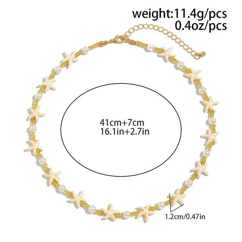 VILZSTUDIOS Vintage Crystal Bead Shell Necklace
