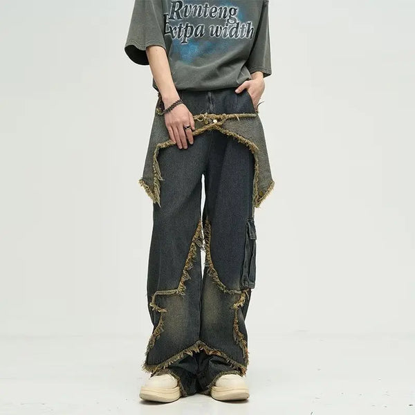 Retro Design Five Cornered Star Cargo Jeans