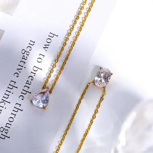 VILZSTUDIOS 18K Gold Water Drop Oval Lab Diamond Necklace