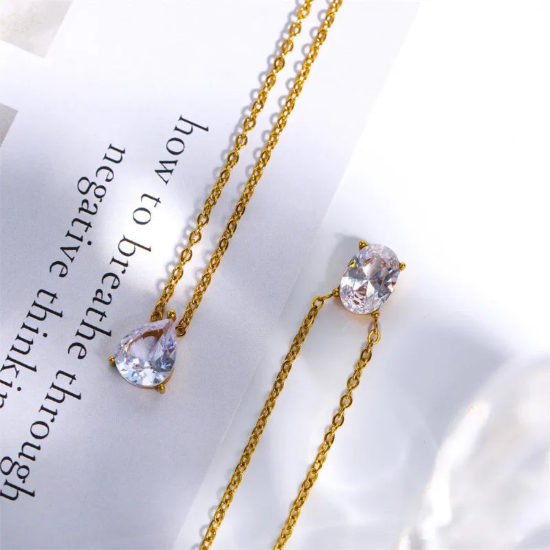 VILZSTUDIOS 18K Gold Water Drop Oval Lab Diamond Necklace