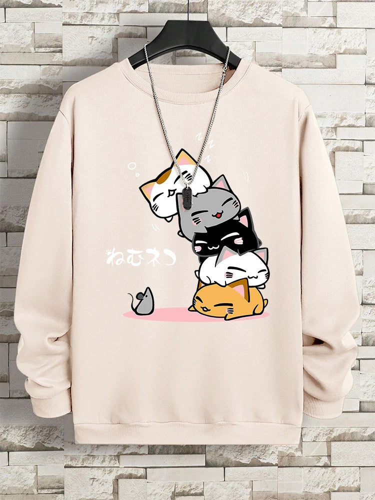 VILZSTUDIOS Cute Sleepy Stacked Cats Sweater