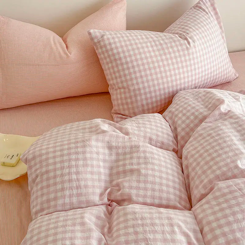 VILZSTUDIOS Soft Plaid Duvet Cover Bedding Set