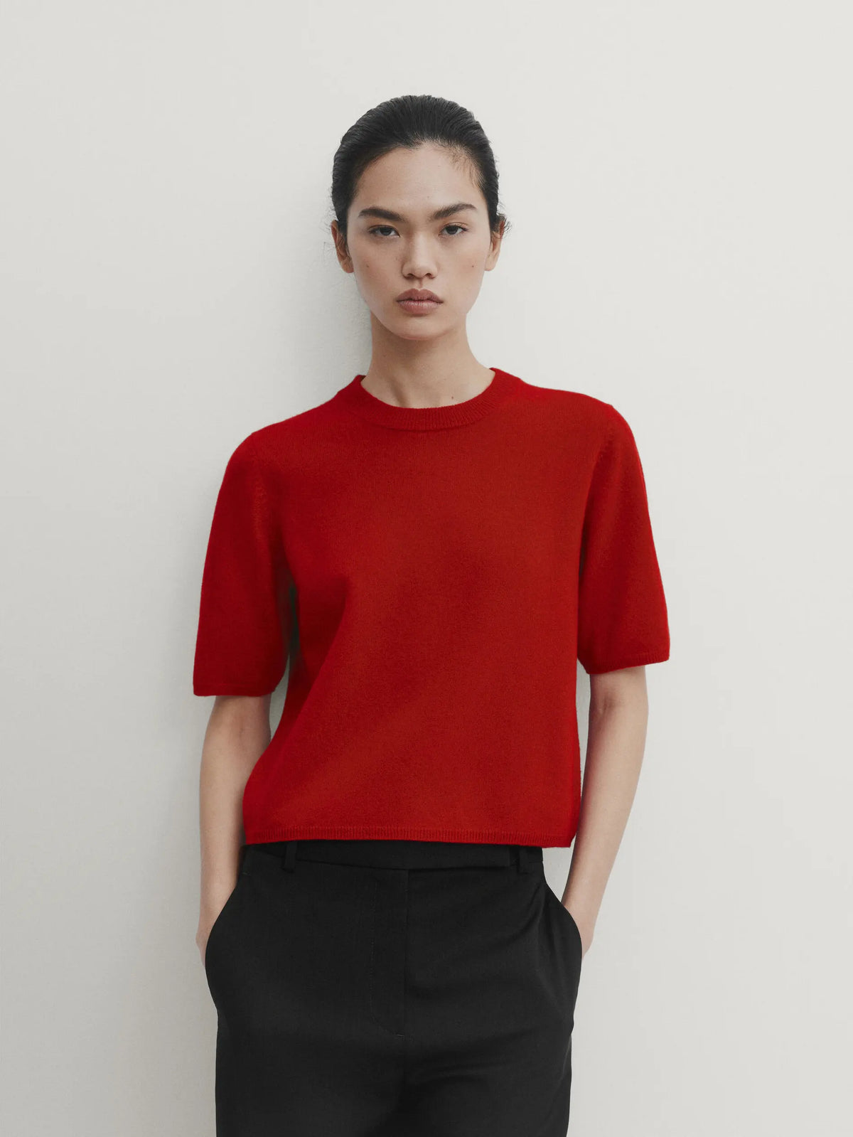 VILZSTUDIOS Red Wool Short Sleeve Sweater