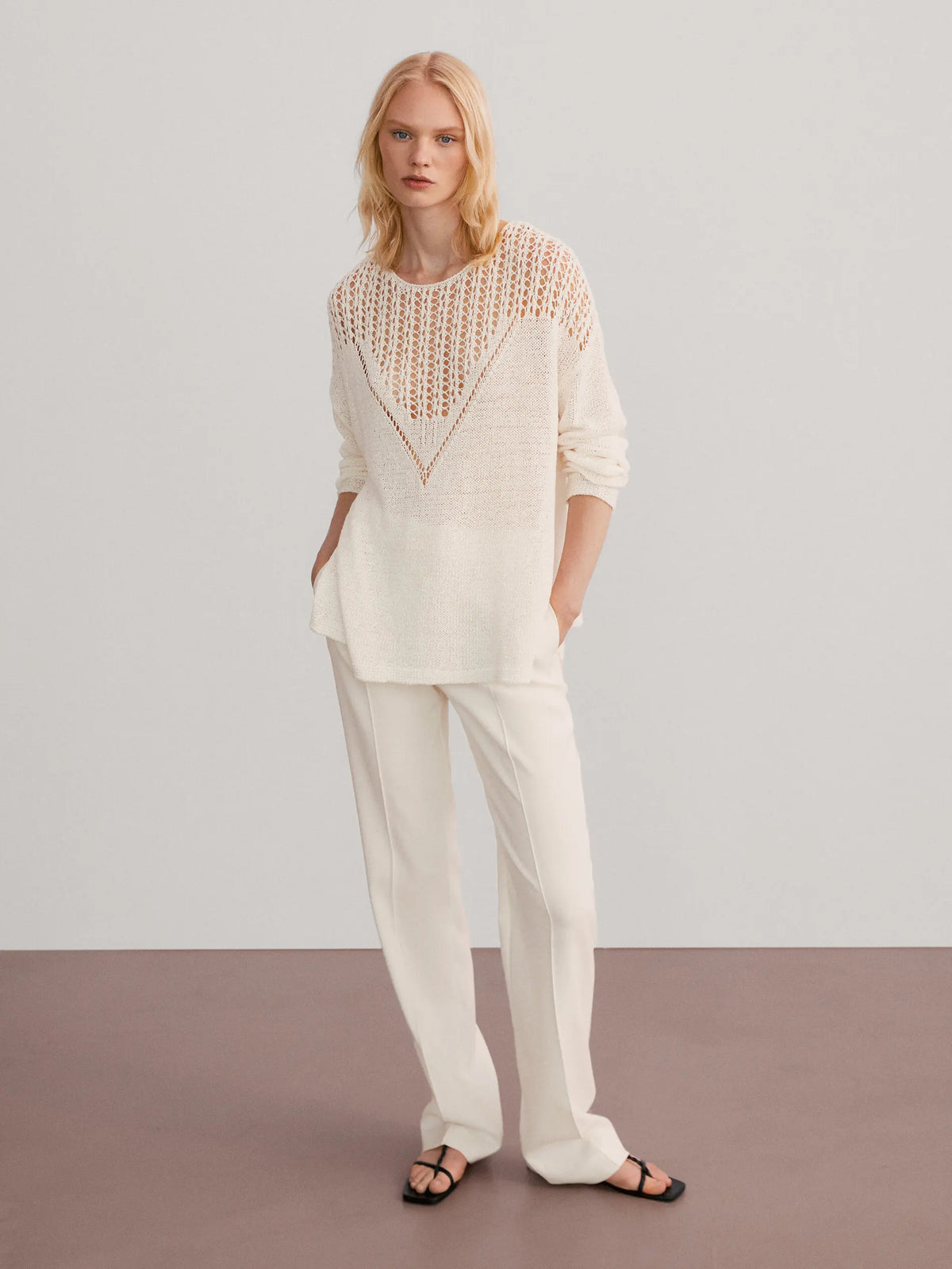 VILZSTUDIOS Hollow Out Long Sleeve Sweater