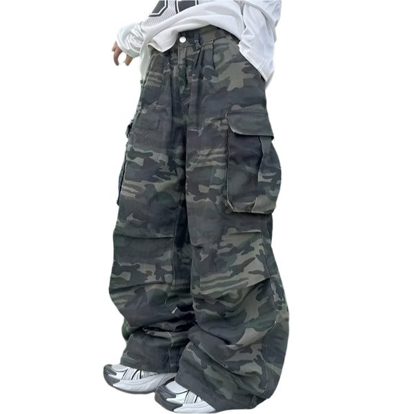 Trendy Oversized Camo Cargo Pants