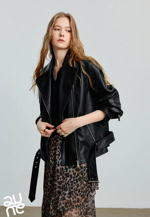 VILZSTUDIOS Fashionable Leather Motorcycle Jacket