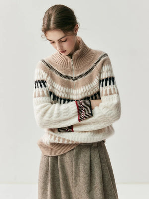 VILZSTUDIOS Luxury Cashmere Zipper Turtleneck Sweatshirt