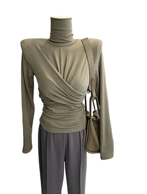 VILZSTUDIOS Twisted Turtleneck Women Basic Top