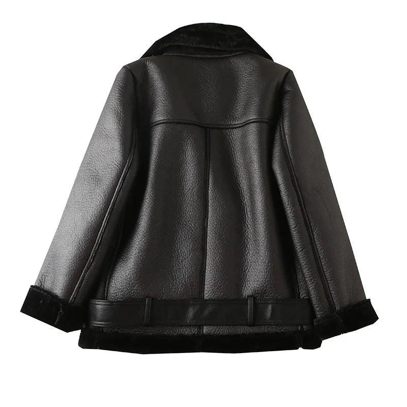 VILZSTUDIOS Warm Fur Collar Rider Jacket