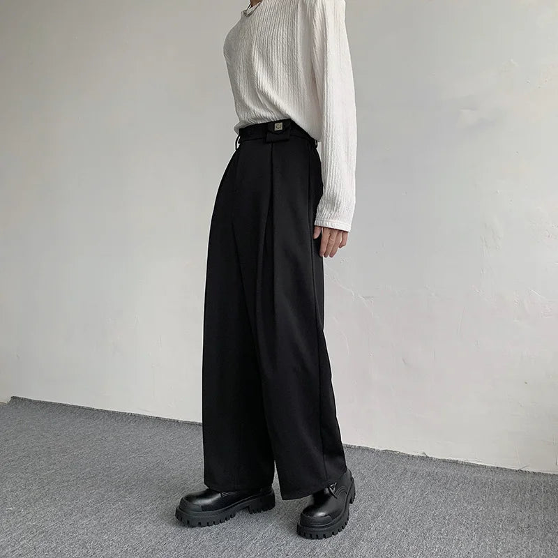 VILZSTUDIOS Dark Academia Black Wide Leg Pants