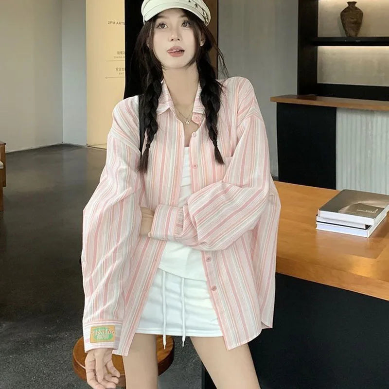 VILZSTUDIOS Classic Striped Loose Button Shirt