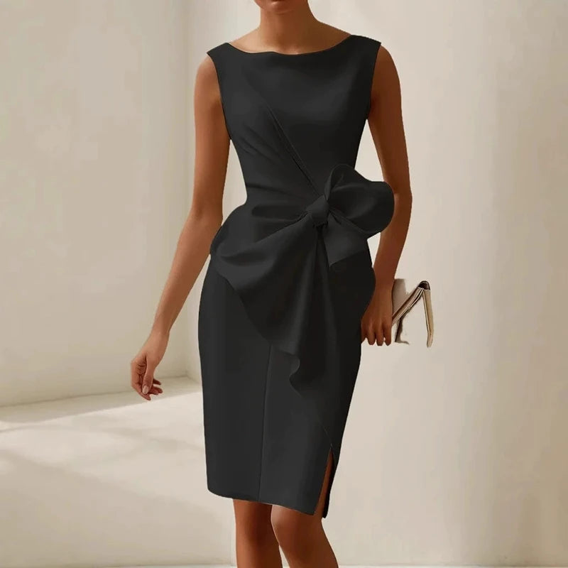 VILZSTUDIOS Elegant Hollow Bowknot Sleeveless Mini Dress