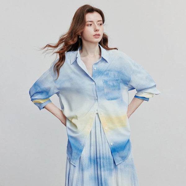 Gradient Romantic Long Sleeve Shirt