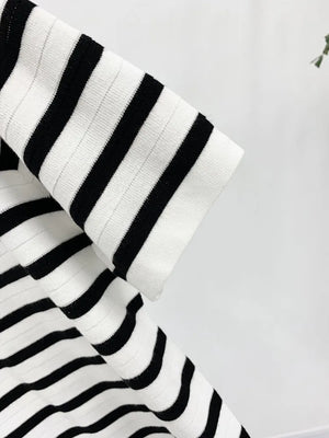 VILZSTUDIOS Striped Knit Badge T-Shirt