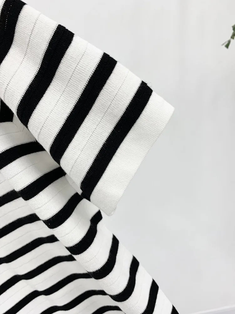 VILZSTUDIOS Striped Knit Badge T-Shirt
