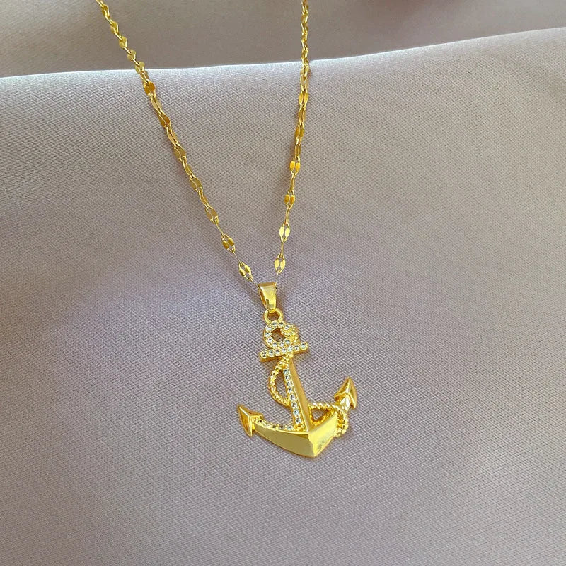 VILZSTUDIOS 316 Stainless Steel Ship's Anchor Pendant Necklace