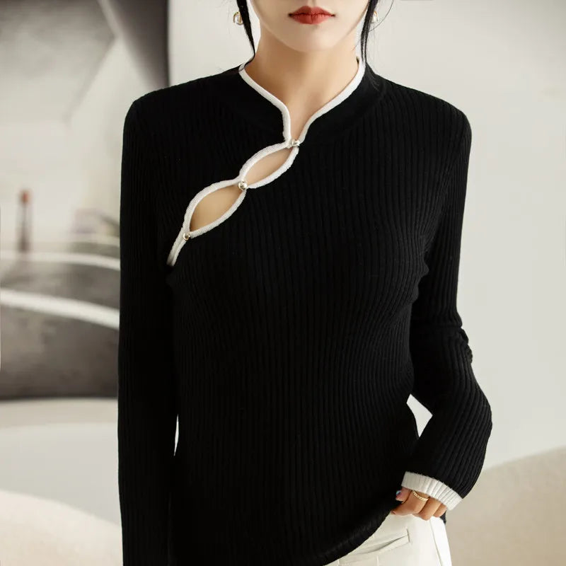 VILZSTUDIOS Stylish Chinese Style Knitted Sweater