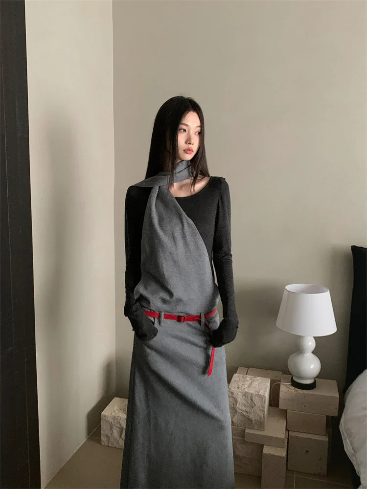 VILZSTUDIOS Designer Long Sleeve Maxi Dress