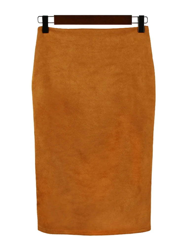 VILZSTUDIOS High Waist Suede Pencil Skirt