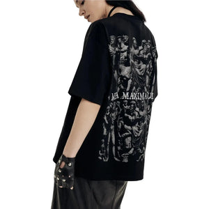 VILZSTUDIOS Oversized Graphic Print Cotton Goth T-shirt