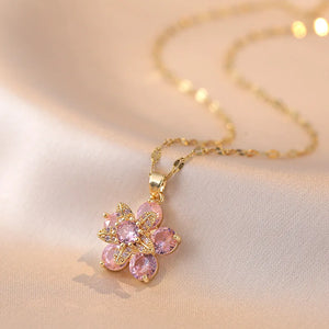 VILZSTUDIOS Sweet Crystal Zircon Flower Pendant Necklace