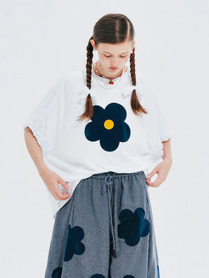 VILZSTUDIOS Floral Patch Loose Summer Women T-Shirt