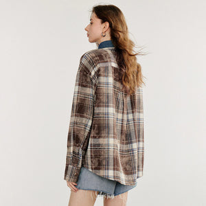 VILZSTUDIOS Retro Plaid Long Sleeve Shirt