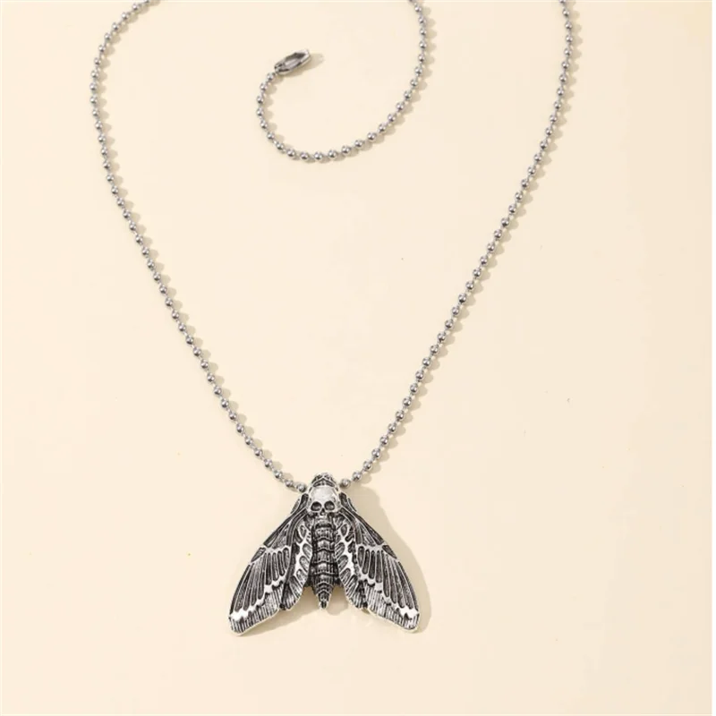 VILZSTUDIOS Gothic Skull Moth Charm Necklace