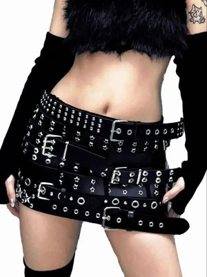 VILZSTUDIOS Luxury Black PU Leather Mini Skirt