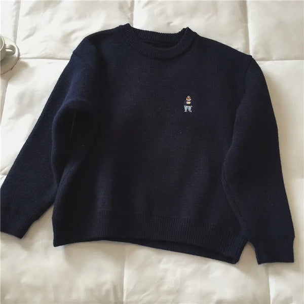 Cozy Loose Bear Knitted Sweater