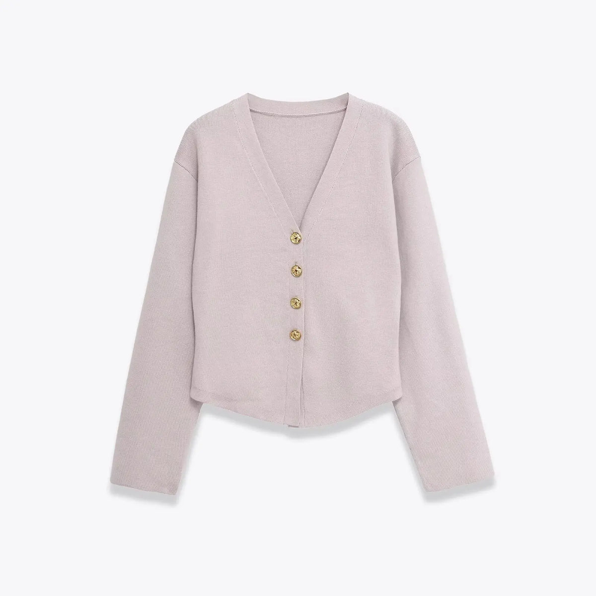 VILZSTUDIOS Elegant Solid V-Neck Knitted Cardigan