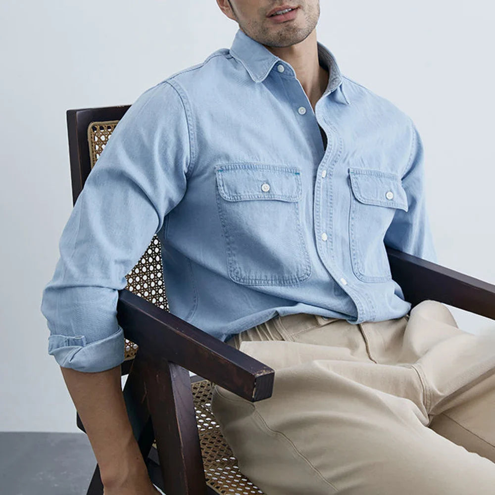VILZSTUDIOS Front Pockets Long-Sleeve Denim Shirt