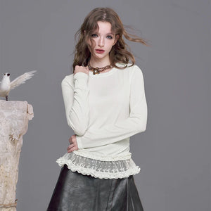 VILZSTUDIOS Elegant Slim Fit Lace Trim Top