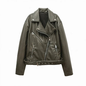 VILZSTUDIOS Vintage Washed PU Leather Jacket