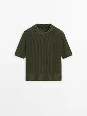 VILZSTUDIOS Reverse Stitch Knitted Short Sleeve Sweater
