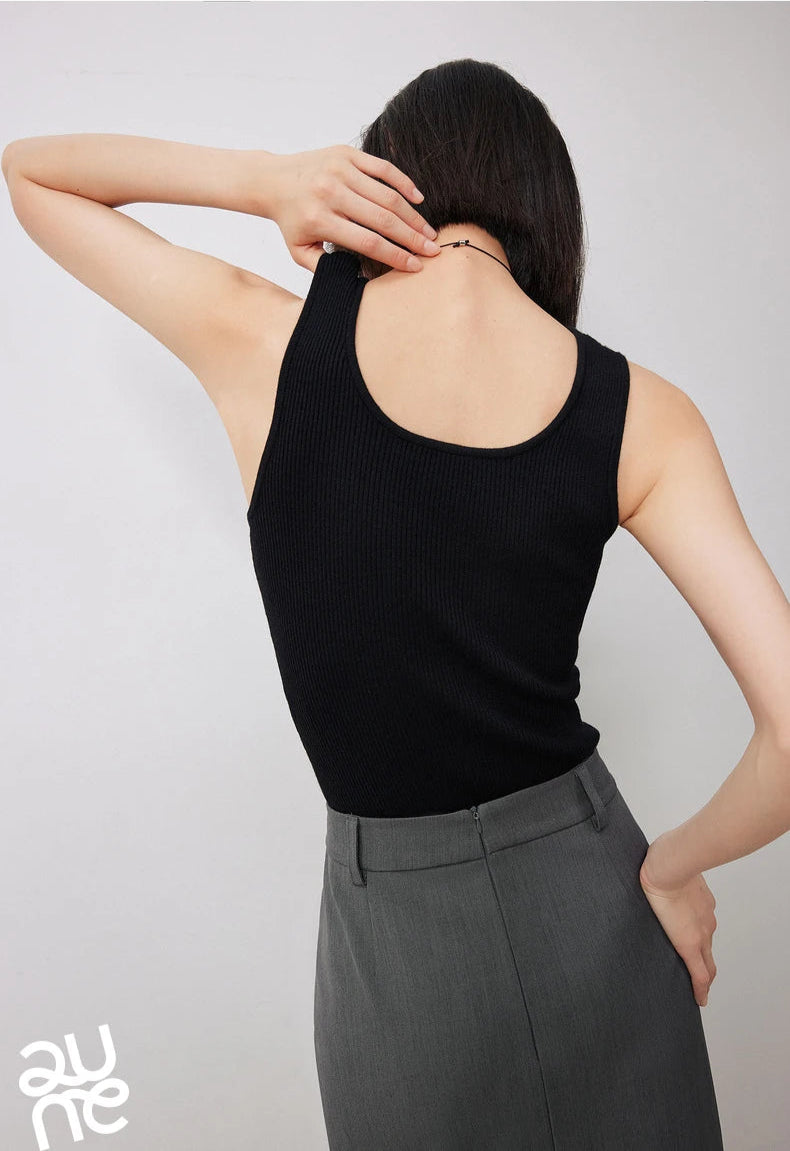 VILZSTUDIOS Vintage Knitted U-Neck Tank