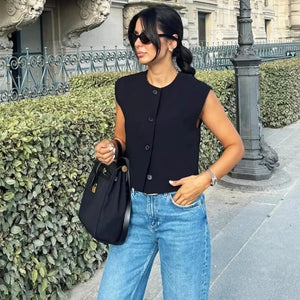 VILZSTUDIOS Chic Sleeveless Cropped Vest