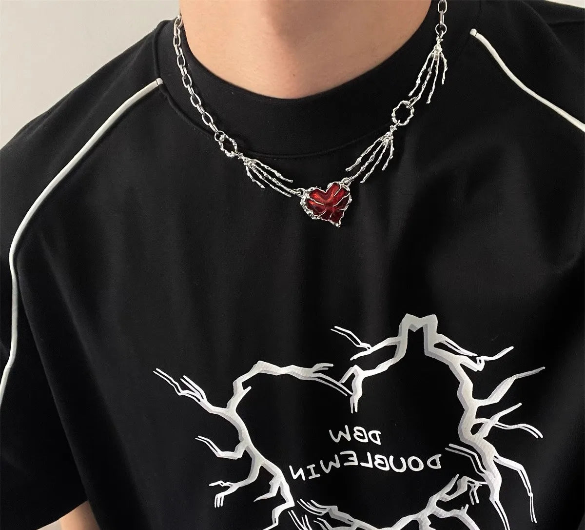 VILZSTUDIOS Gothic Red Peach Heart Pendant Necklace
