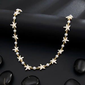 VILZSTUDIOS Vintage Crystal Bead Shell Necklace