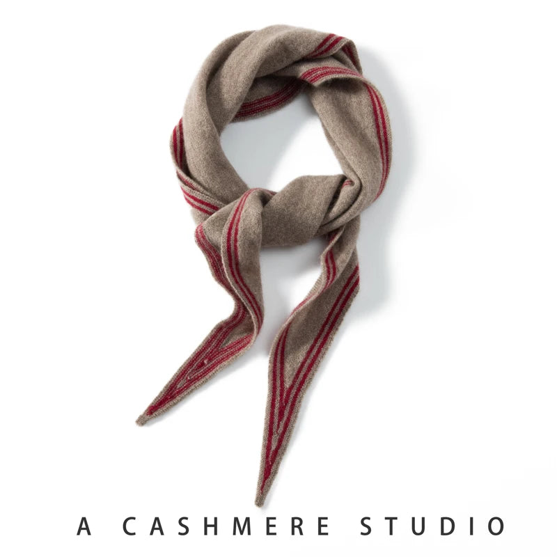 VILZSTUDIOS High Quality Autumn Winter Women 100% Cashmere Scarves 2025 NoveltyTriangular  Knitted Warm Female Scarf Shawl130*35