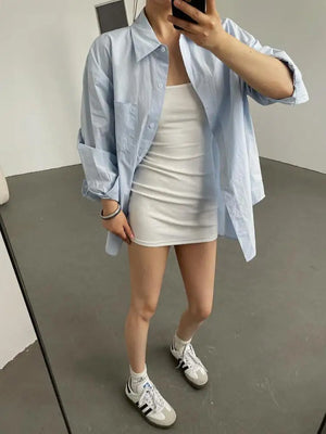 VILZSTUDIOS Chic Loose Fit Split Back Shirt