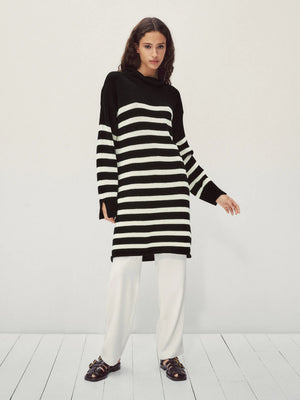 VILZSTUDIOS Slim Fit Striped Turtleneck Mini Dress