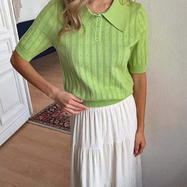 Casual Knitted Short Sleeve T-Shirt