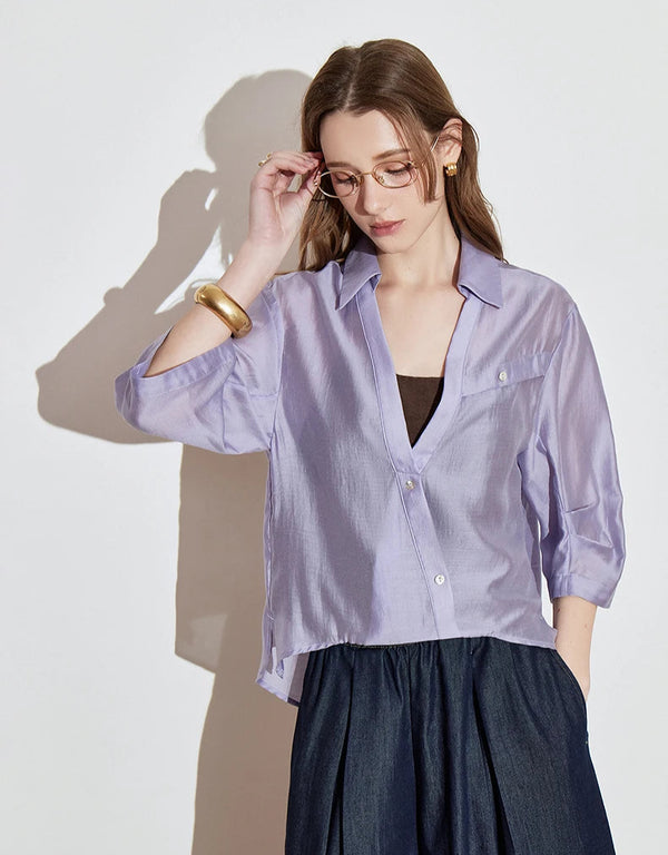 Sheer Irregular Lyocell Shirt