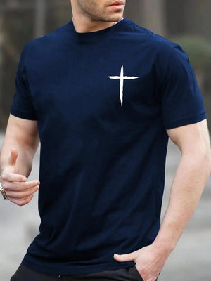 VILZSTUDIOS Oversized Cross Print Loose Summer T-Shirt