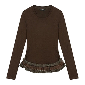 VILZSTUDIOS Elegant Slim Fit Lace Trim Top
