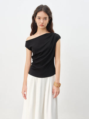 VILZSTUDIOS Off-Shoulder Slim Knit Petite Blouse